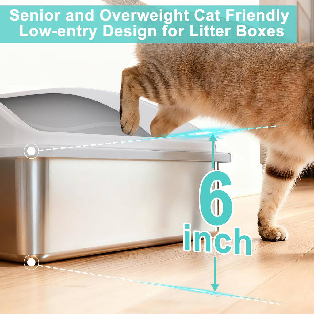 XL Enclosed High Sided Stainless Steel Cat Litter Box with Lid V520504