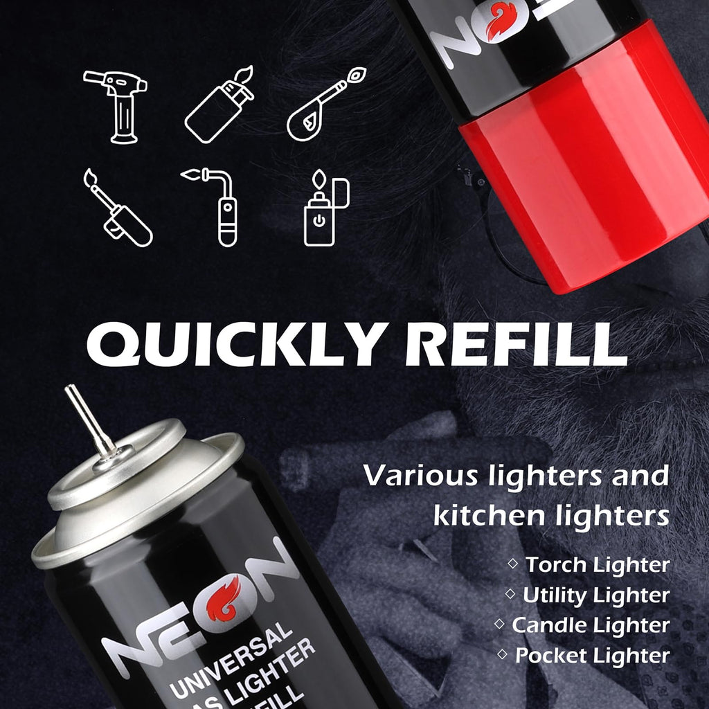 300ml Butane Fuel Refill with Metal Nozzle & 5 Adapters, 12 Cans G8809