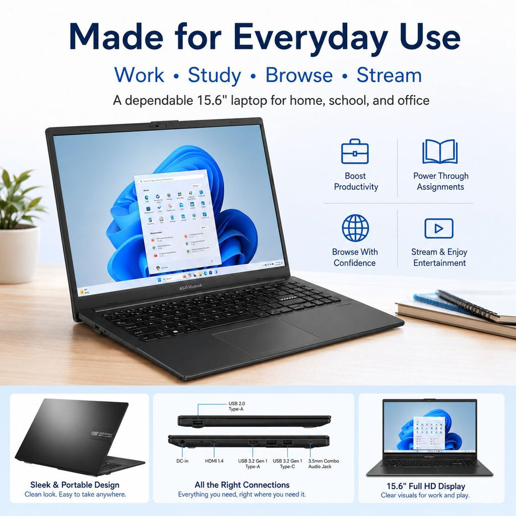 15.6" FHD Laptop AMD Ryzen 5 8GB RAM 512GB SSD S91008