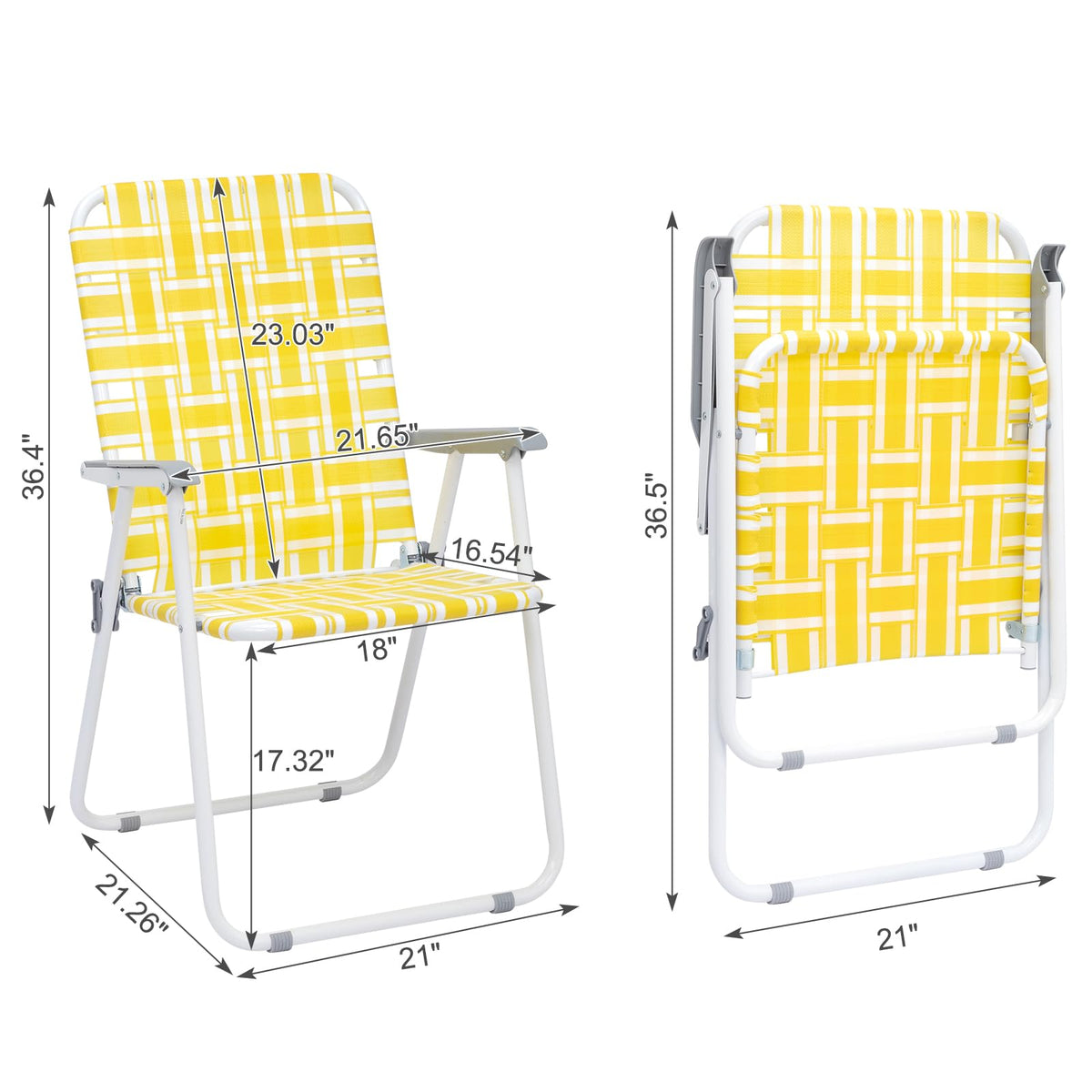 Folding Camping Chair Set of 2 Yellow F11588
