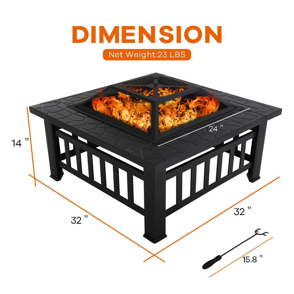 32 in Square Smokeless Fire Pit Table M746