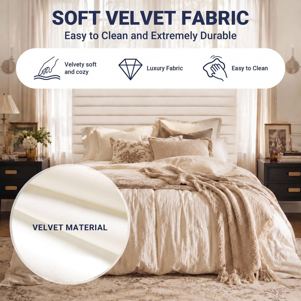 Queen Velvet Upholstered Bed Frame with Adjustable Headboard D596628