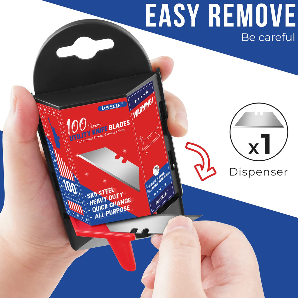Utility Knife Blades 100 Pack with Dispenser W2808