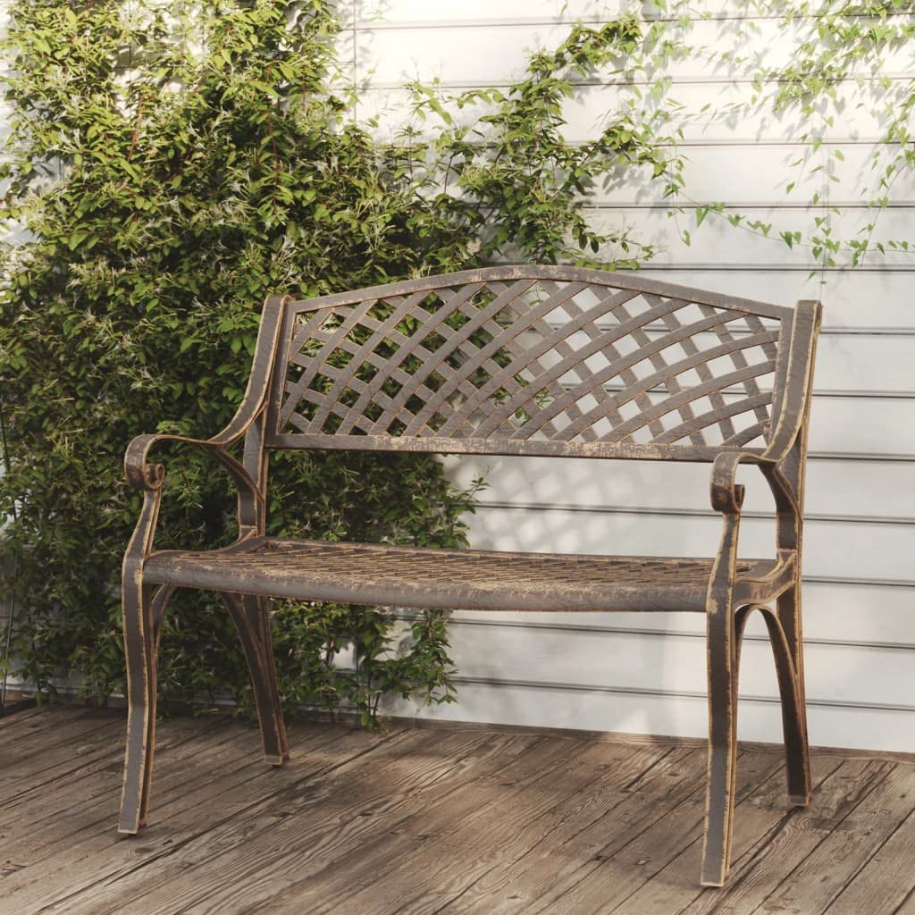 Cast Iron Metal Garden Bench with Antique Bronze Finish O2715