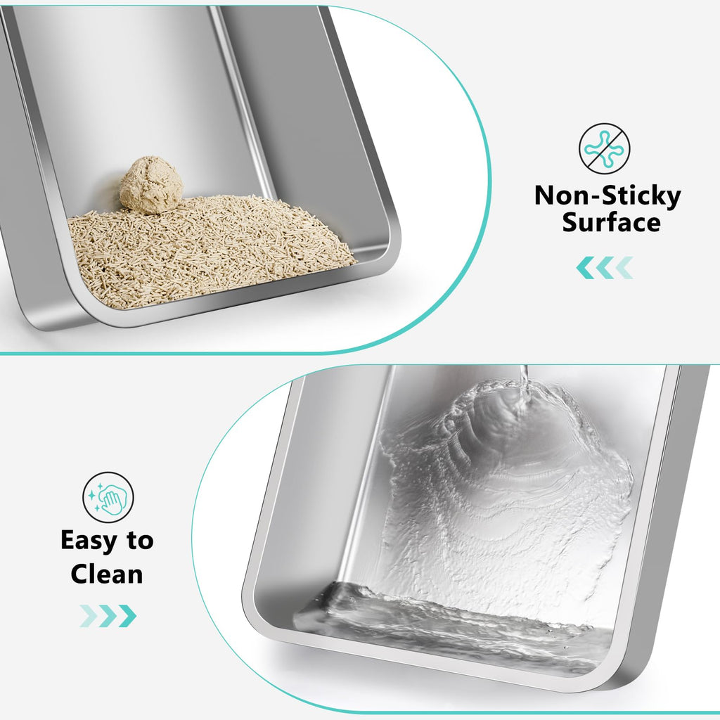 XL Enclosed High Sided Stainless Steel Cat Litter Box with Lid V520504