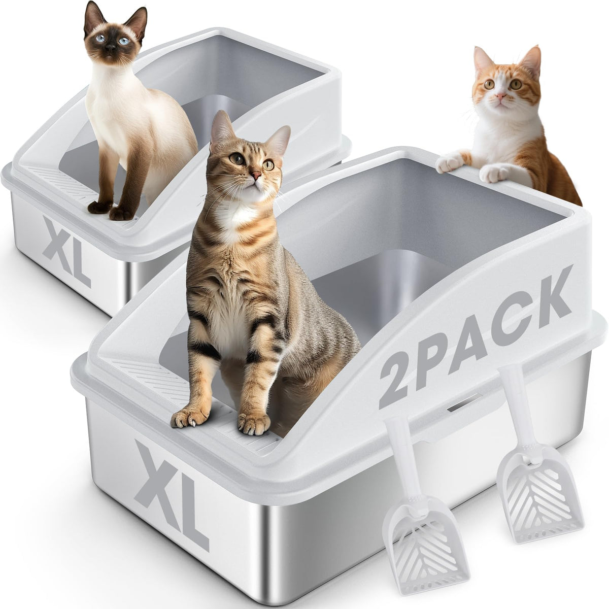 XL Enclosed High Sided Stainless Steel Cat Litter Box with Lid V520504