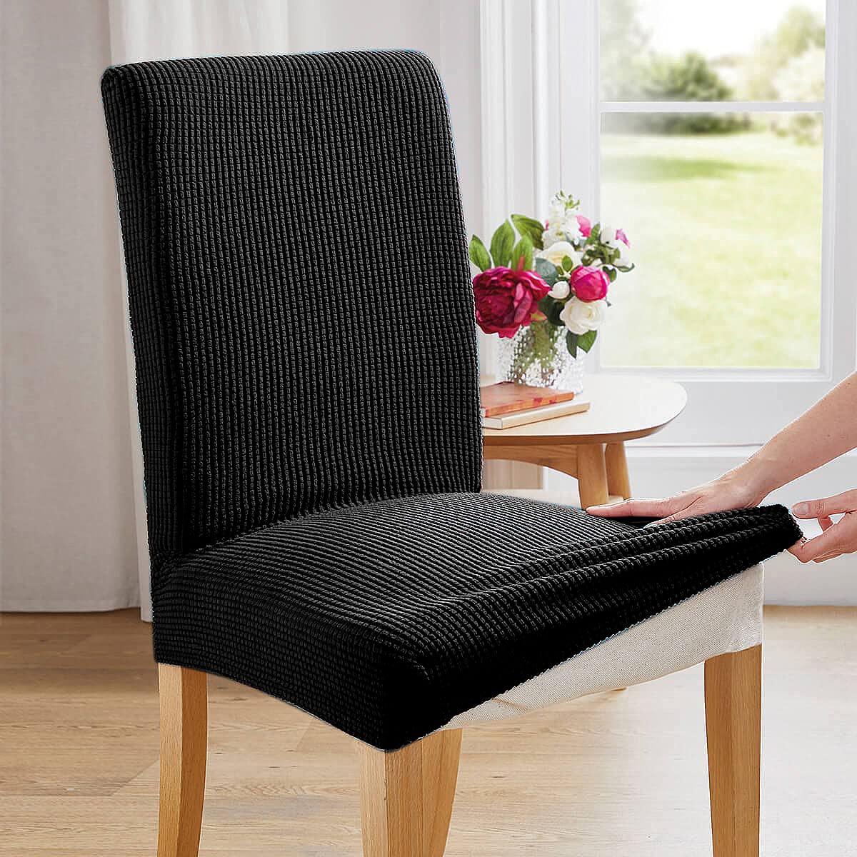 Black 6 Pack Dining Chair Covers J3144