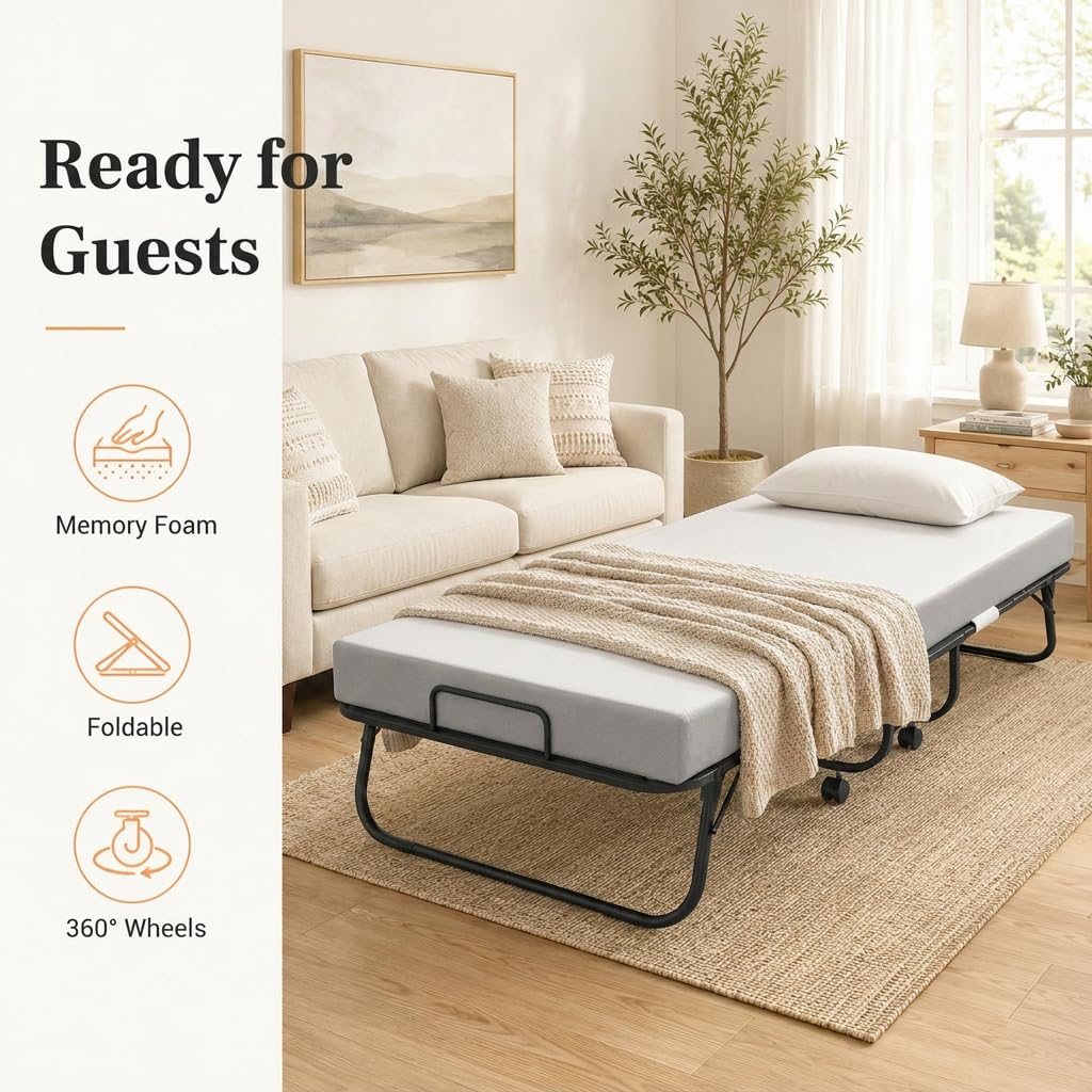 Folding Bed with Mattress Cot Size V742379