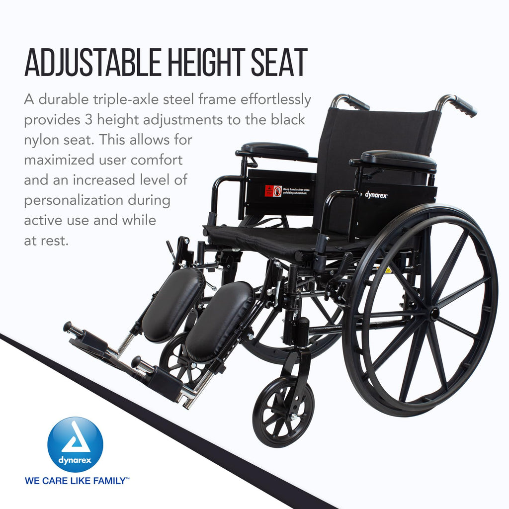 Black Nylon Wheelchair with Elevated Leg Rest N320