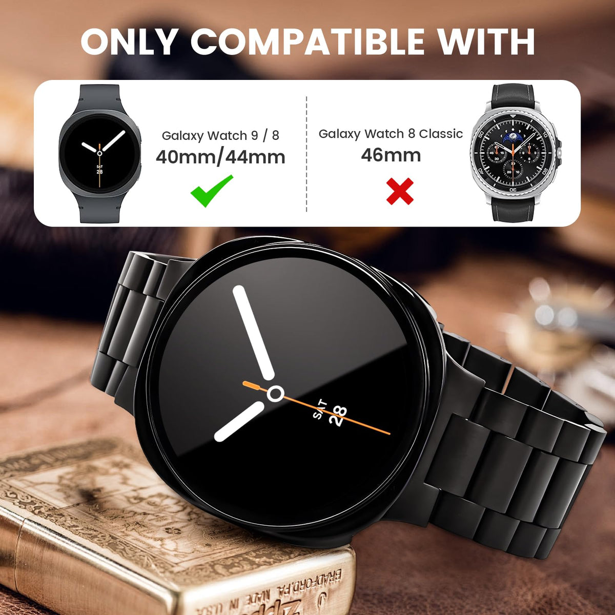 Stainless Steel Band and Case for Samsung Galaxy Watch 8 9 44mm 40mm W730