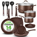 14-Piece Nonstick Brown Cookware Set K739