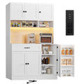 72" Kitchen Pantry Cabinet with LED Light and Charging Station F773