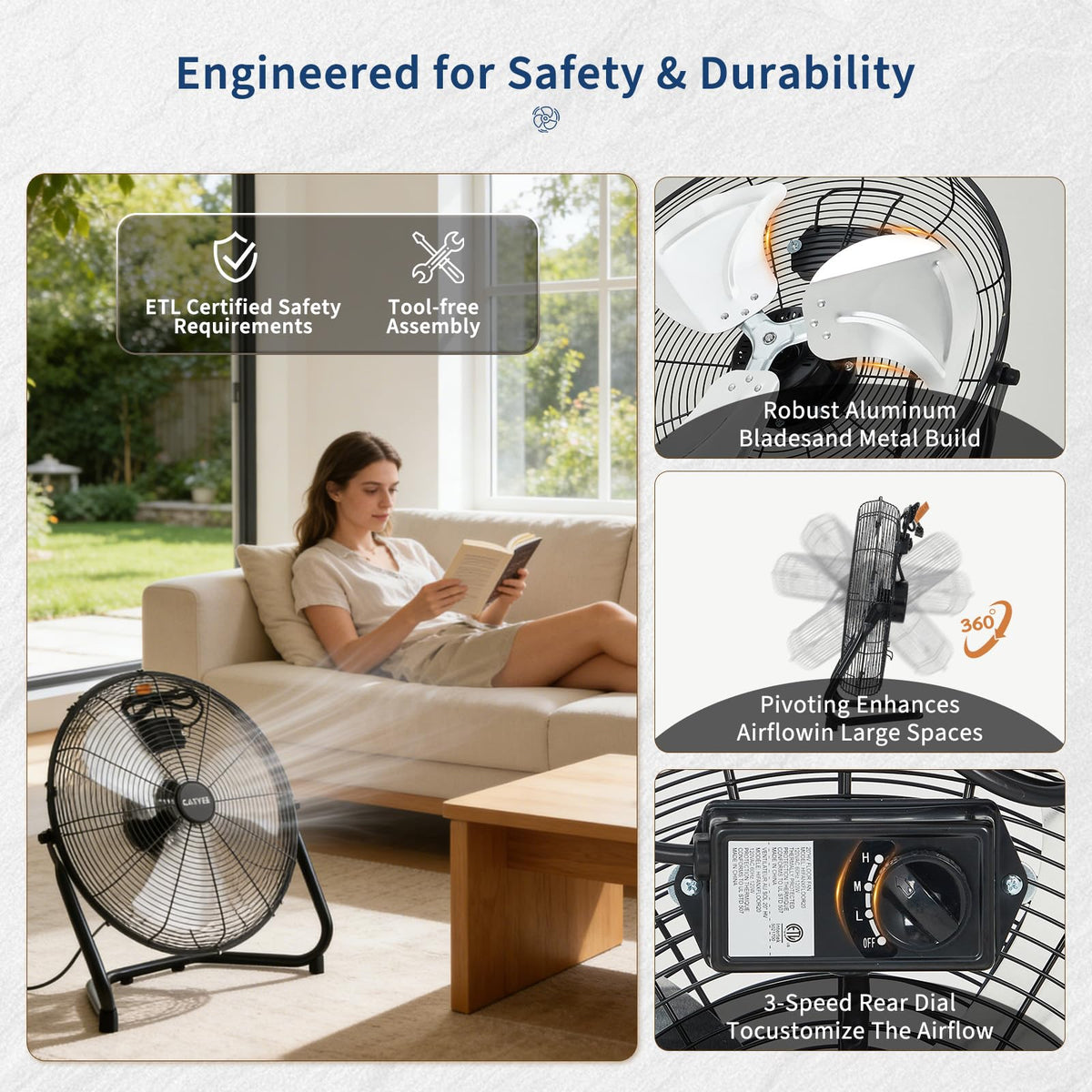 20 inch 3-Speed Metal Industrial Floor Fan F3272