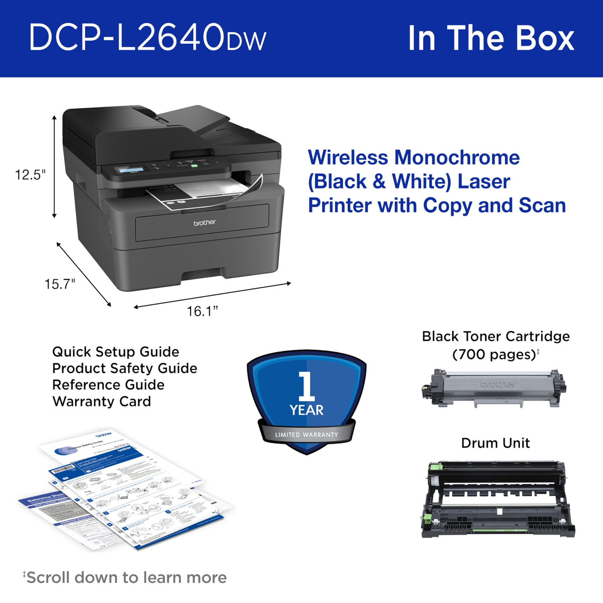 Wireless Compact Monochrome Multi-Function Printer Q15618