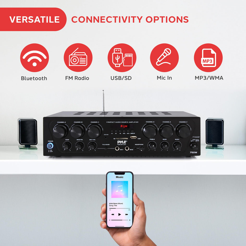 Wireless Bluetooth 6 Channel 750W Karaoke Amplifier C7182