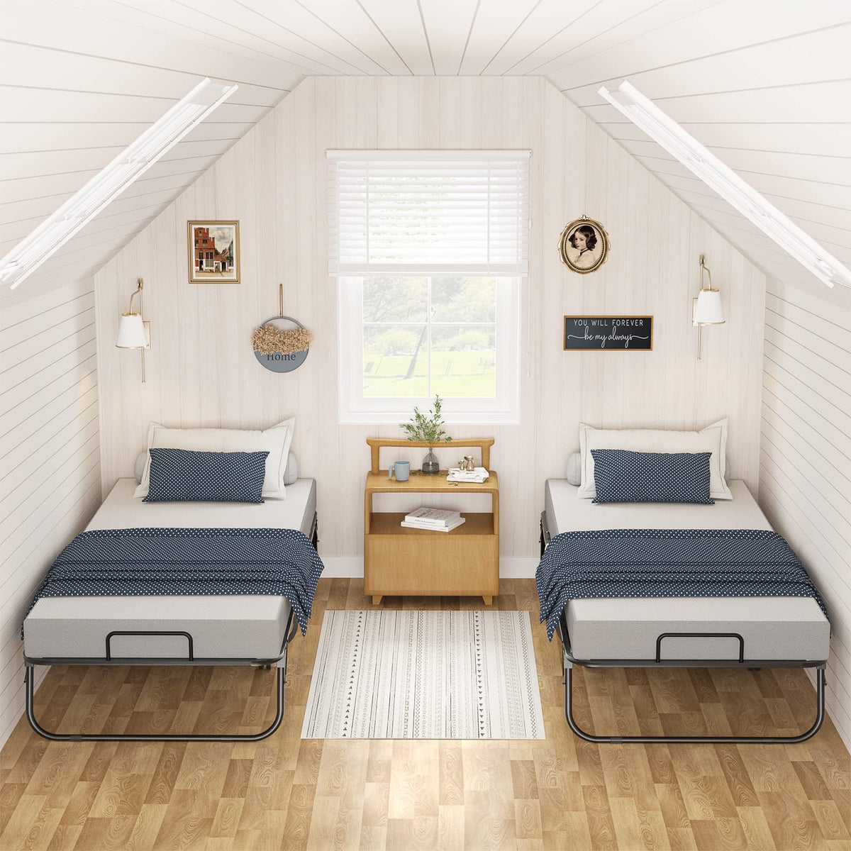 Folding Bed with Mattress Cot Size V742379