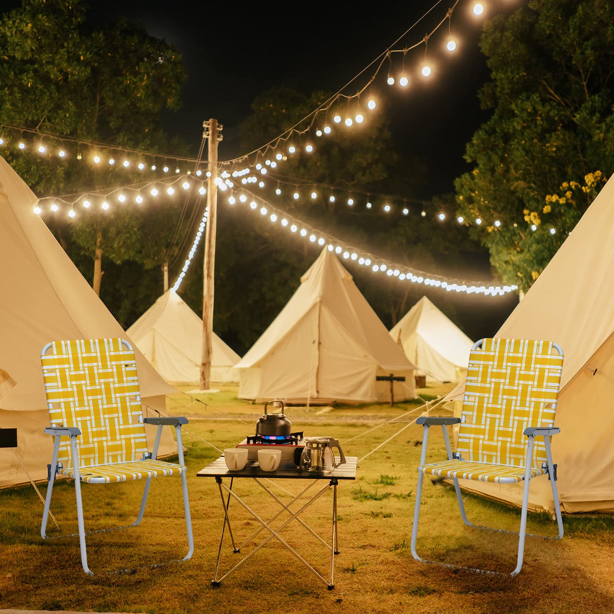 Folding Camping Chair Set of 2 Yellow F11588