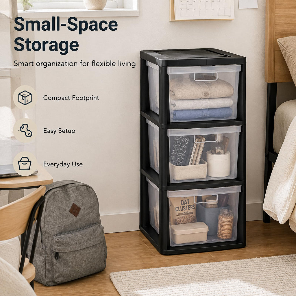 3-Drawer Plastic Storage Tower J595574