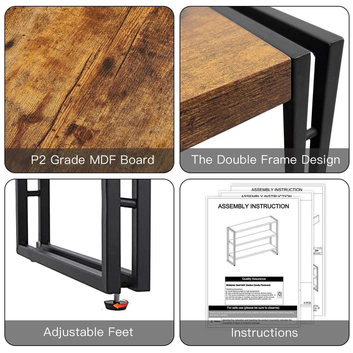 3-Tier Wood and Metal Bookshelf C364398