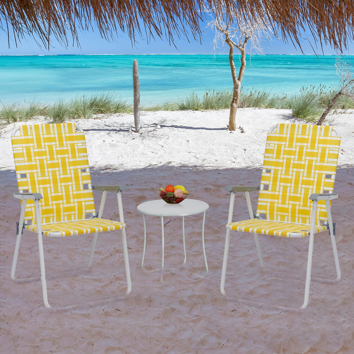 Folding Camping Chair Set of 2 Yellow F11588