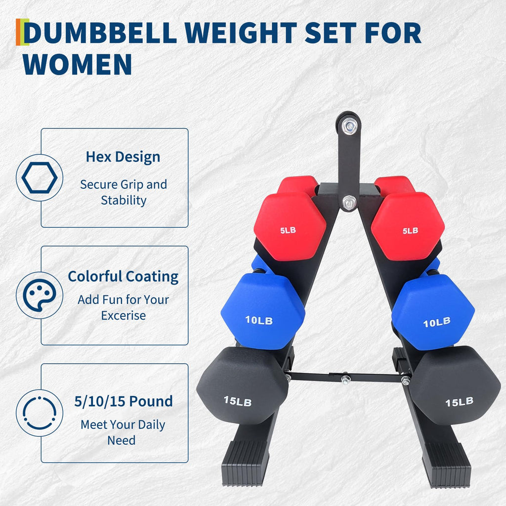 PVC Coated Hexagon Dumbbells Set L56667