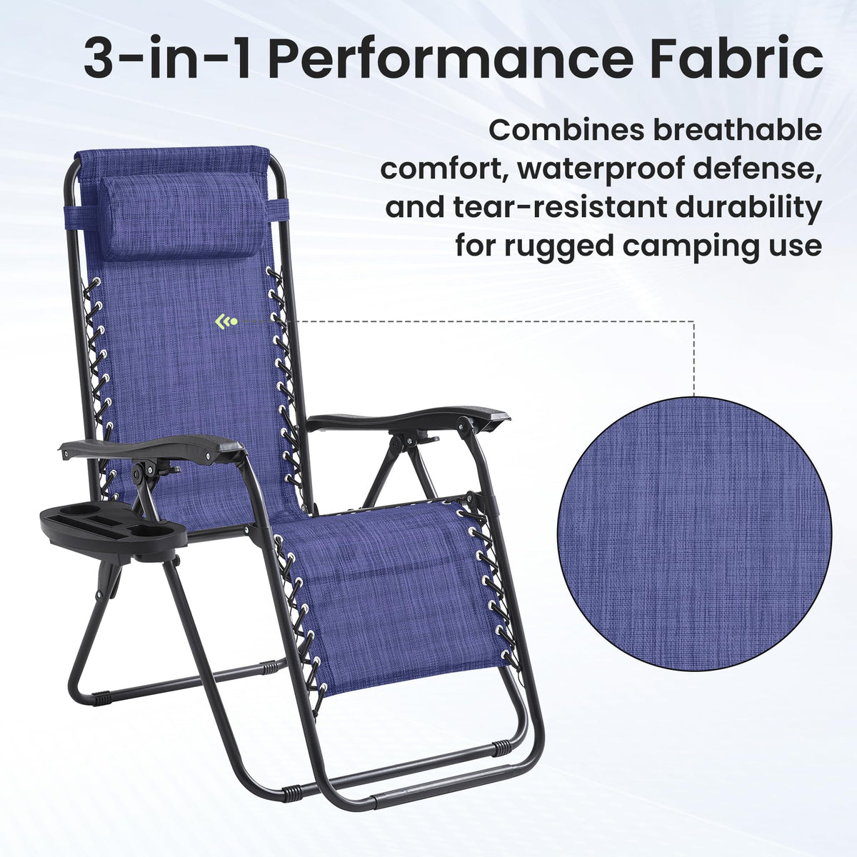 2 Pack Blue 7-Position Adjustable Zero Gravity Chairs with Tray N842366