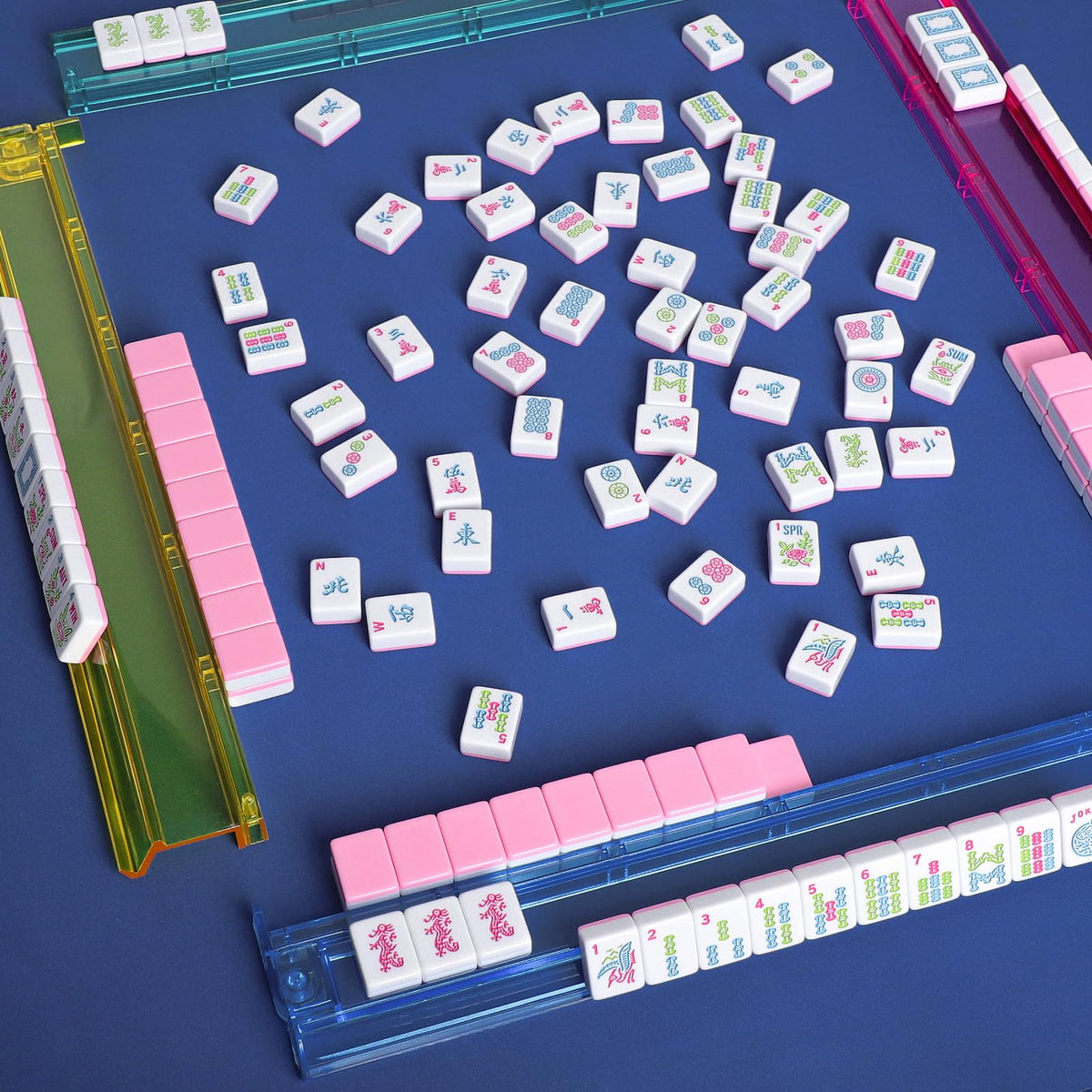 American Mahjong Tile Set, 166 Mahjong Game Set with Pink Color W179