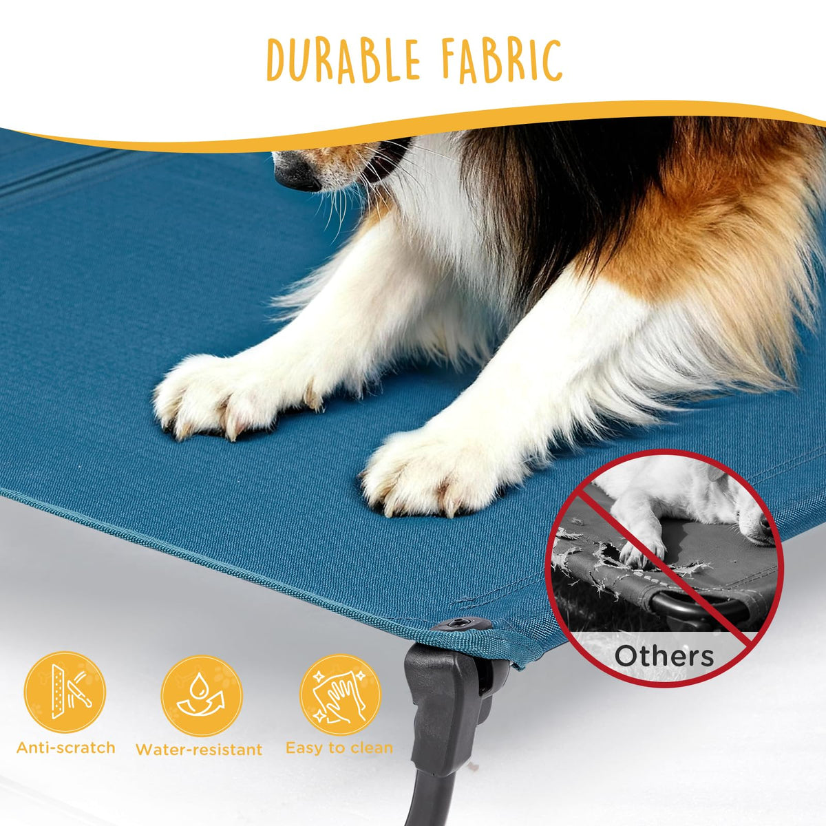 Large Elevated Dog Cot with Non-Slip Feet, Dark Blue T956993