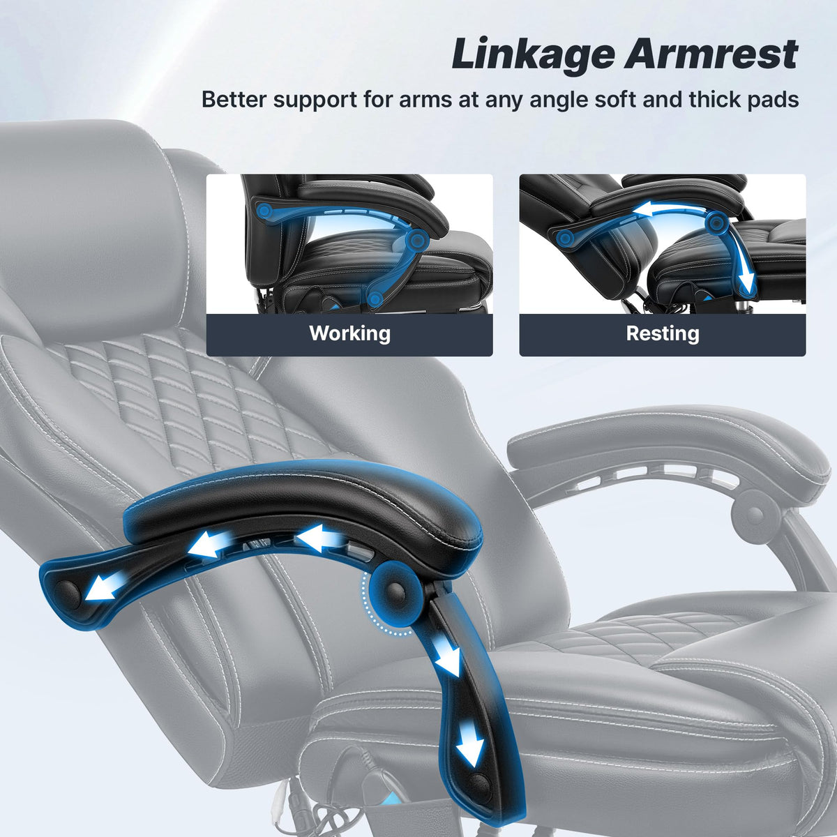 Massage Office Chair with Footrest, Heat and 160° Recline L889