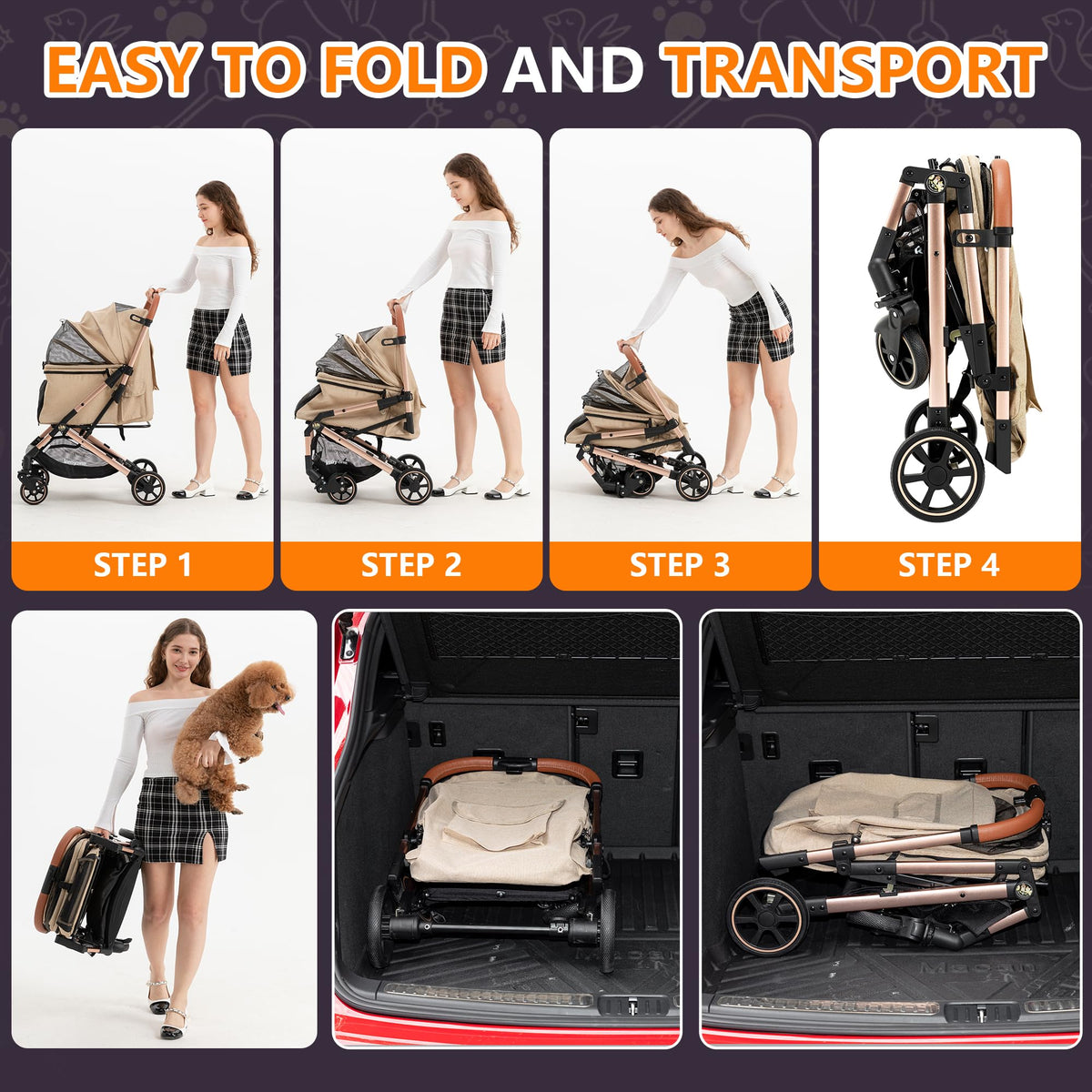 Medium Dog Stroller with Detachable Mesh D730