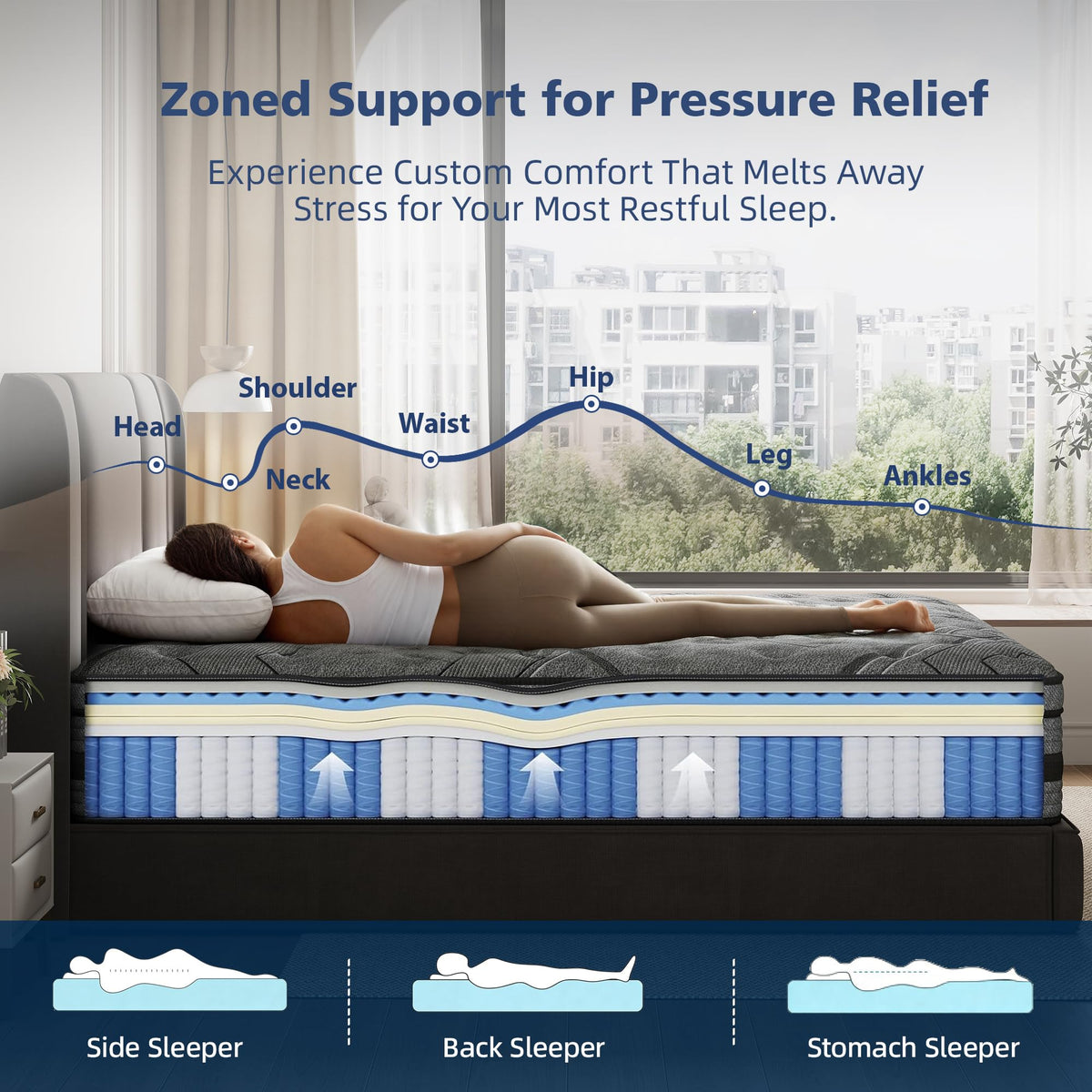 Queen Size Hybrid Memory Foam Mattress P300502
