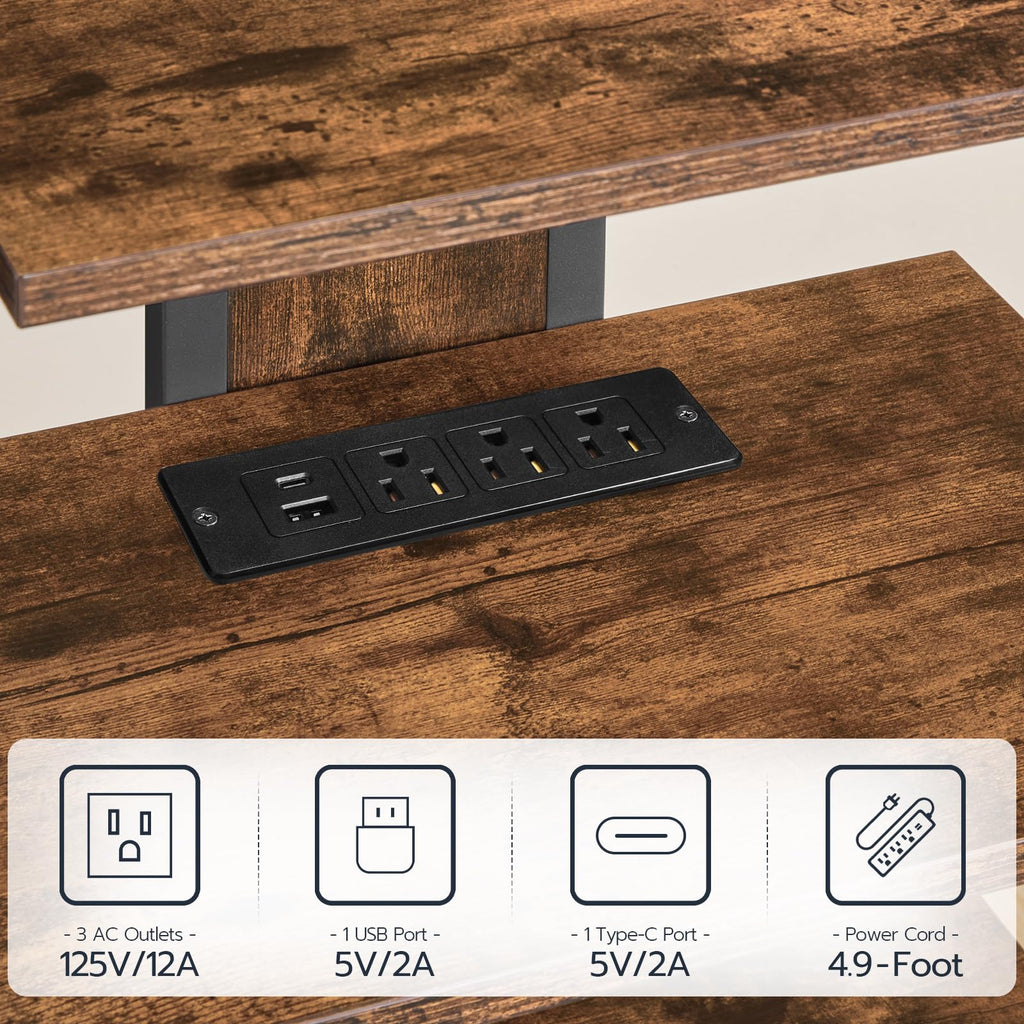 4-Tier Media Stand with Charging Station & LED Light S512