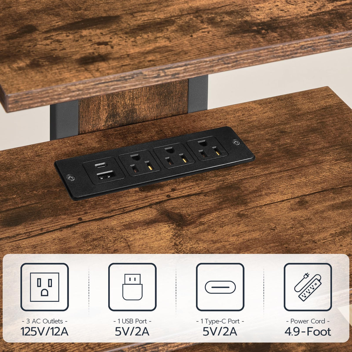 4-Tier Media Stand with Charging Station & LED Light S512