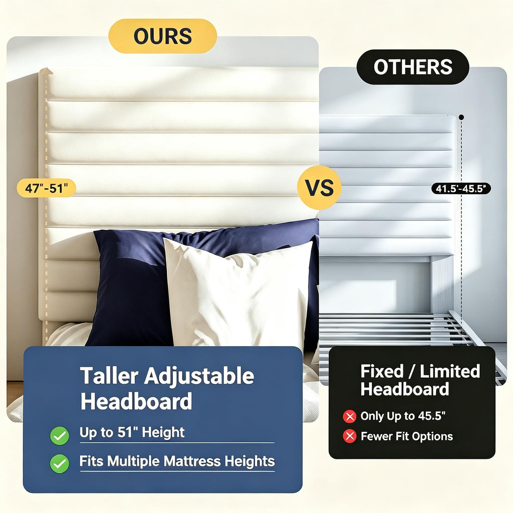 Queen Velvet Upholstered Bed Frame with Adjustable Headboard D596628