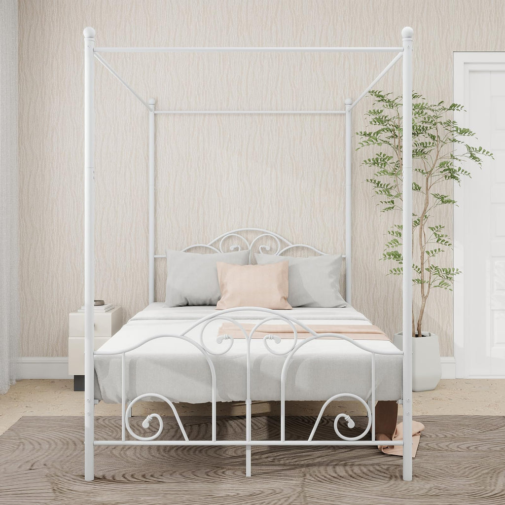 Metal Canopy Bed Frame Full Size with Headboard & Footboard G6703