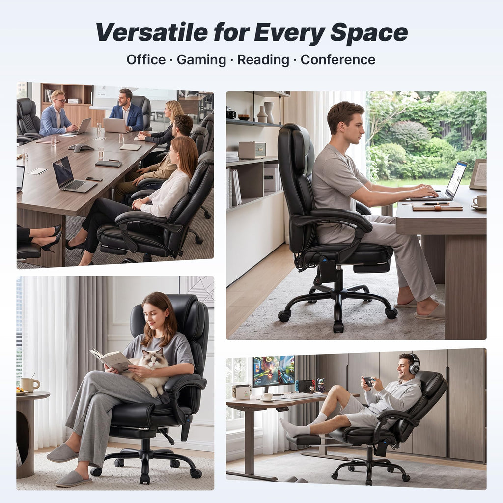Massage Office Chair with Footrest, Heat and 160° Recline L889