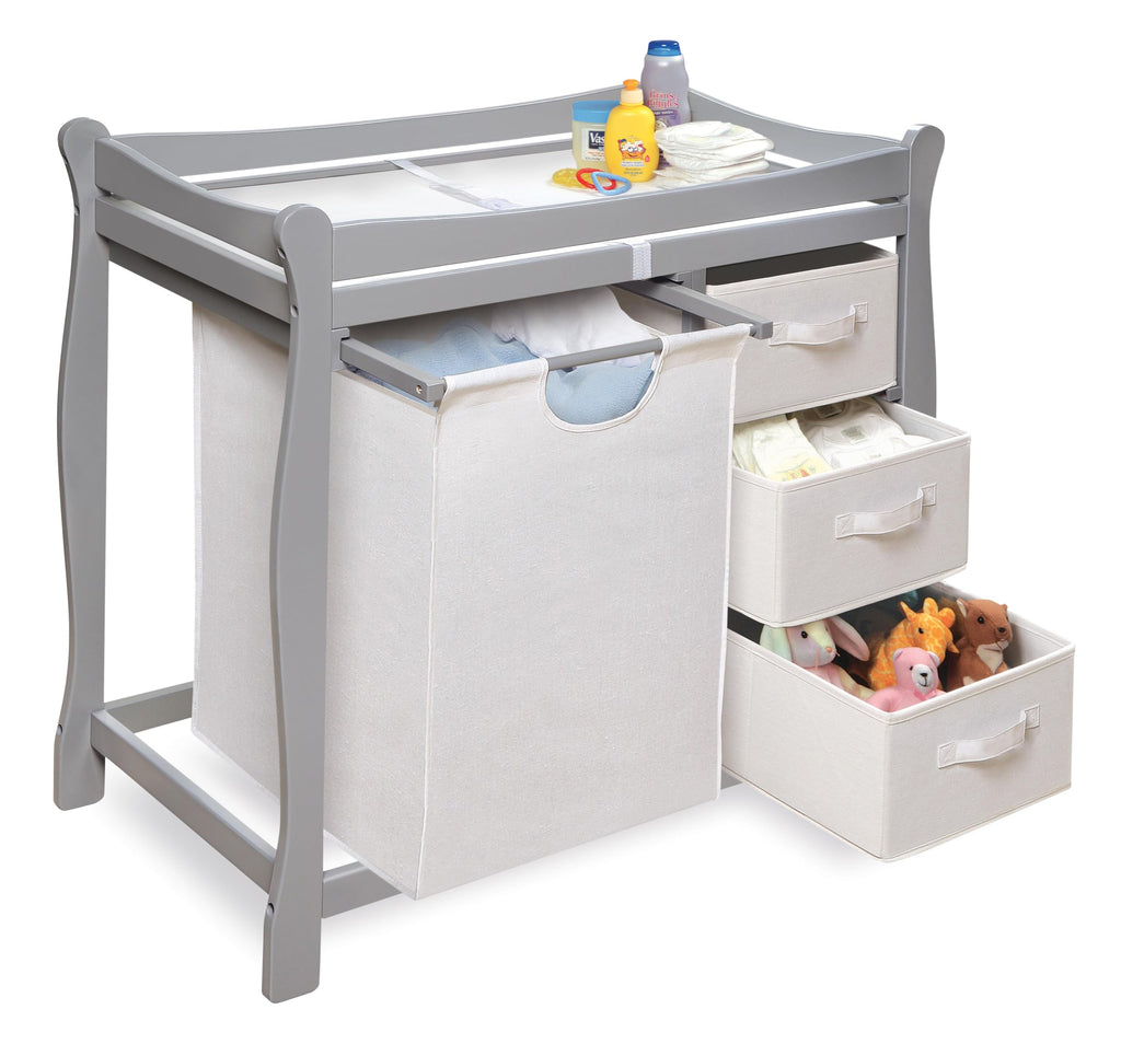 Gray Baby Changing Table with 3 Storage Baskets E858