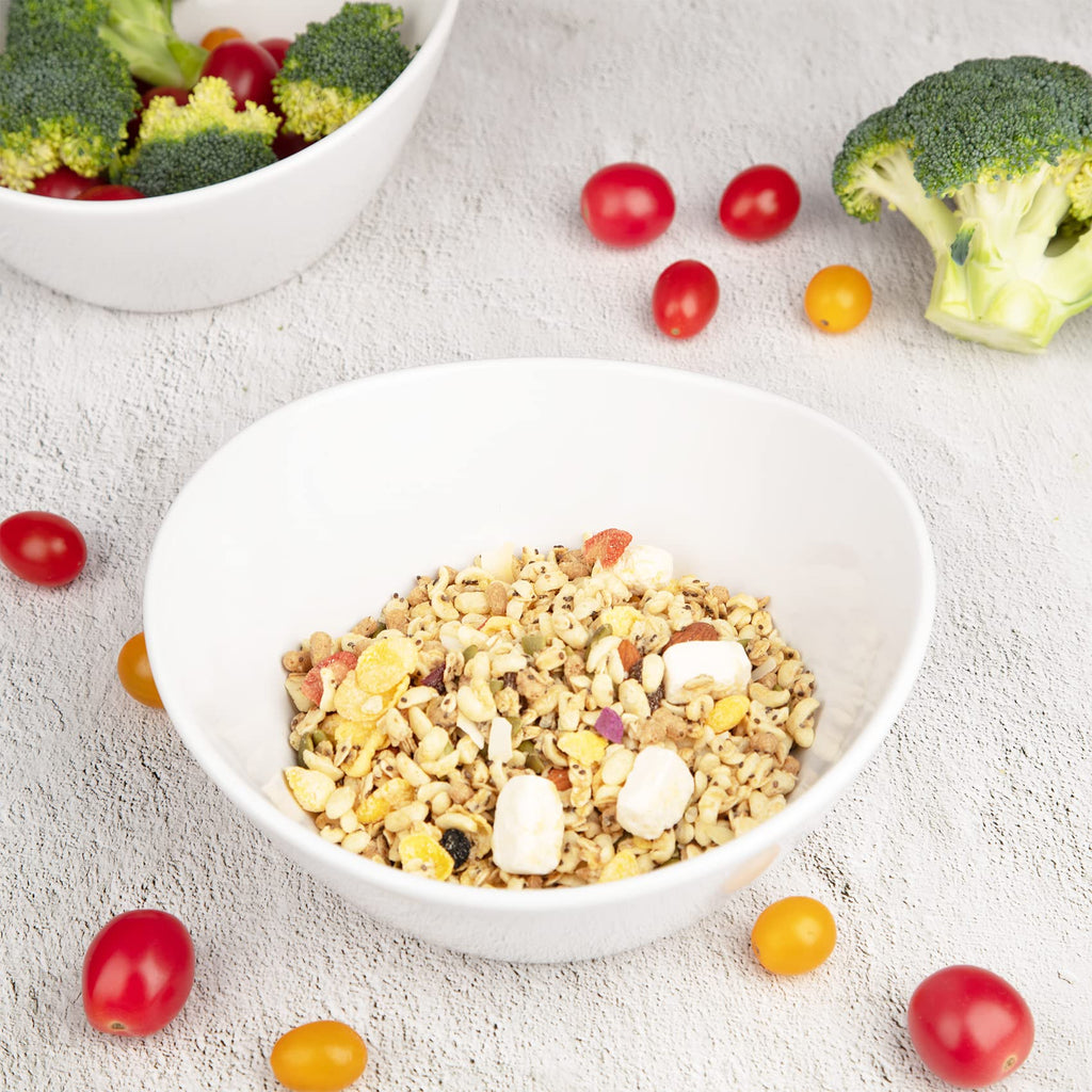 8 in White Ceramic Soup and Salad Bowls Set of 4 U415845