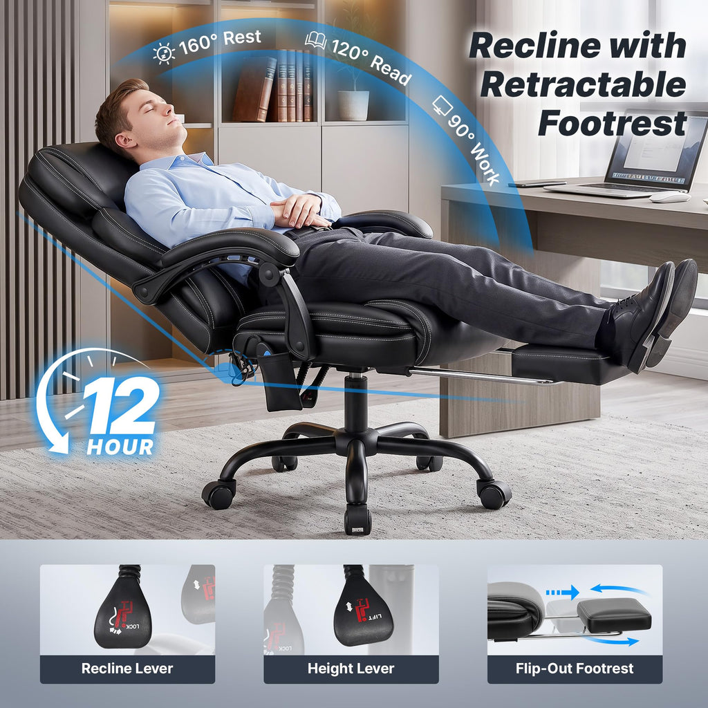 Massage Office Chair with Footrest, Heat and 160° Recline L889