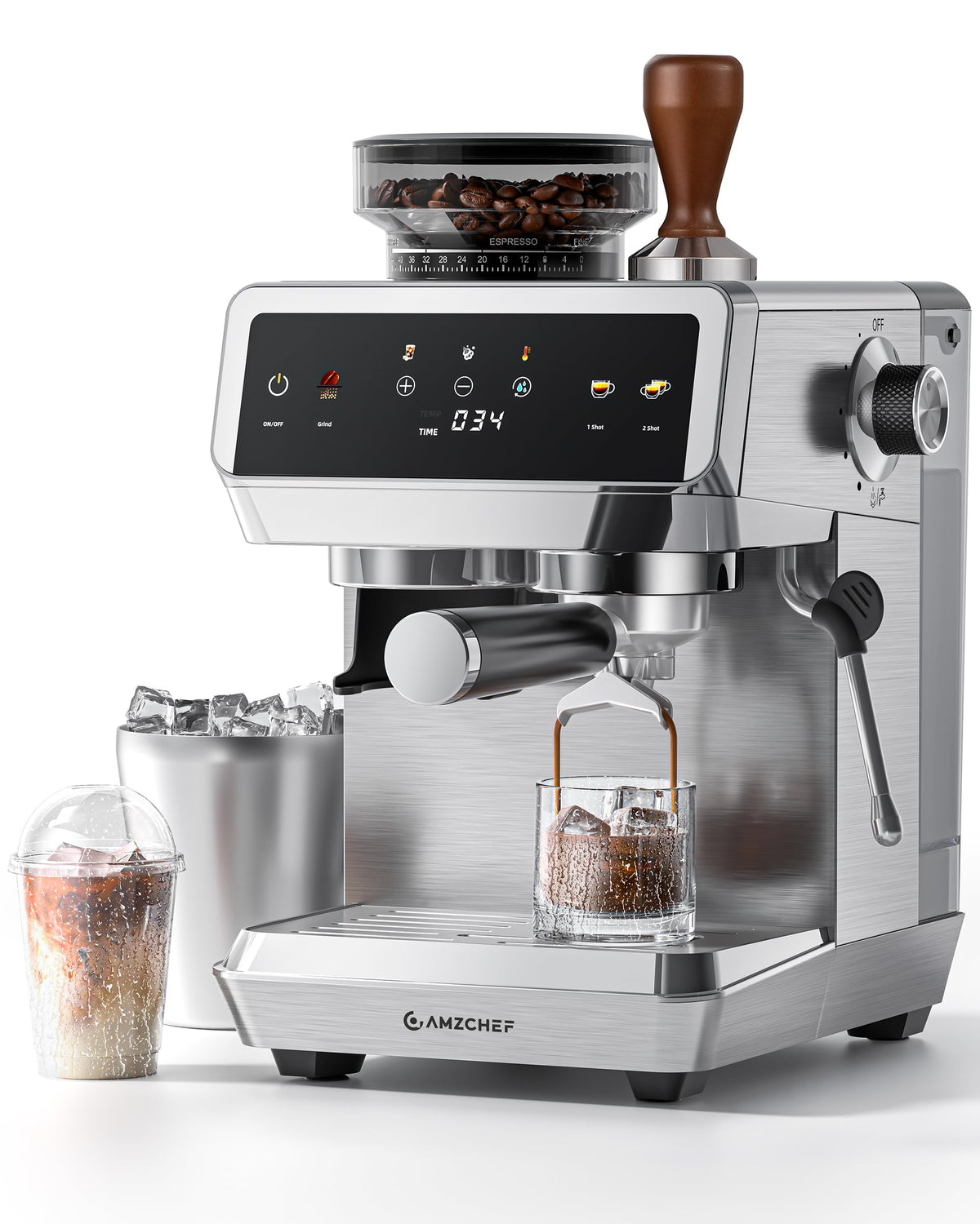 Espresso Machine With Grinder, Temp Control, 44 Grind Settings H4494