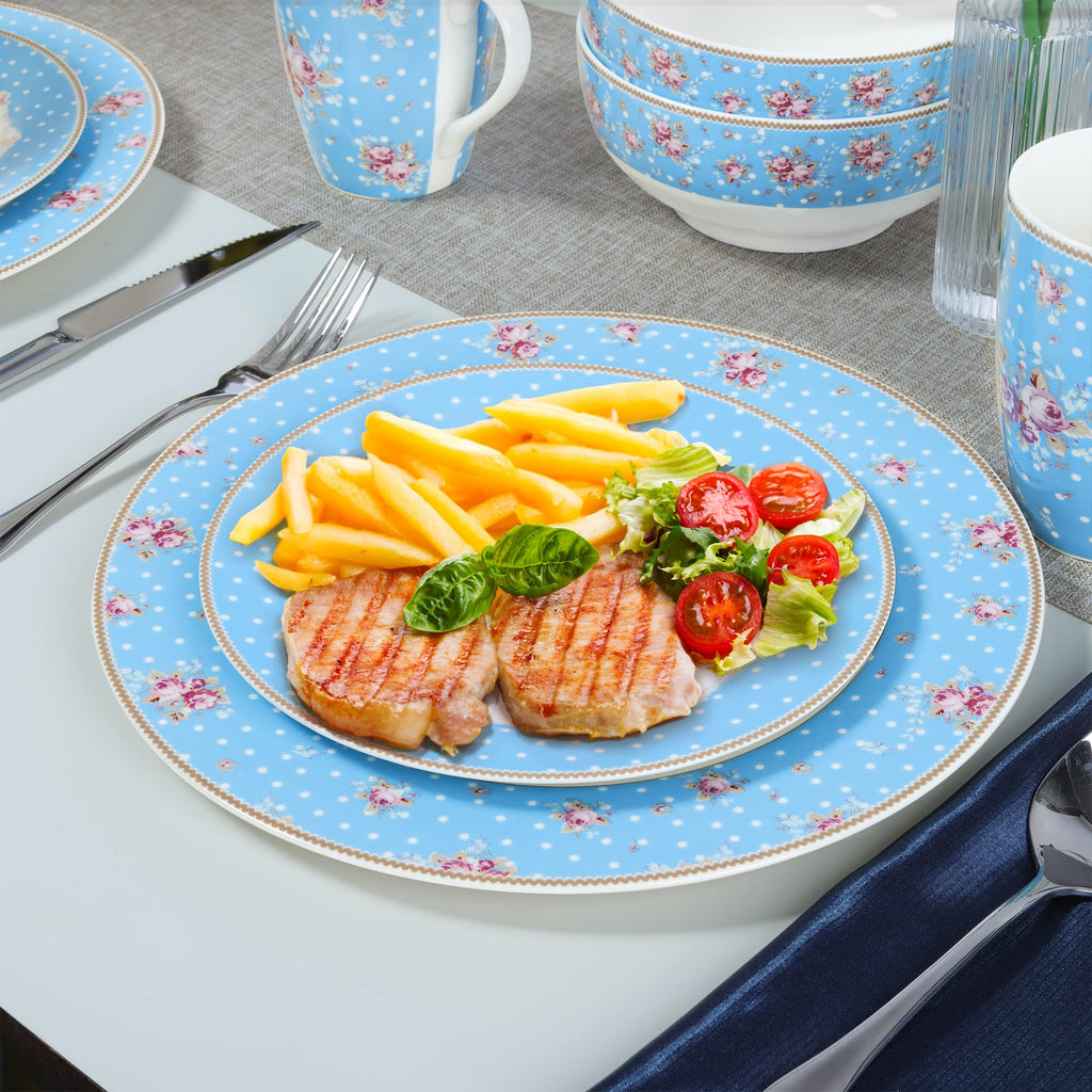 12 Piece Blue Floral Ceramic Dinnerware Set C206912
