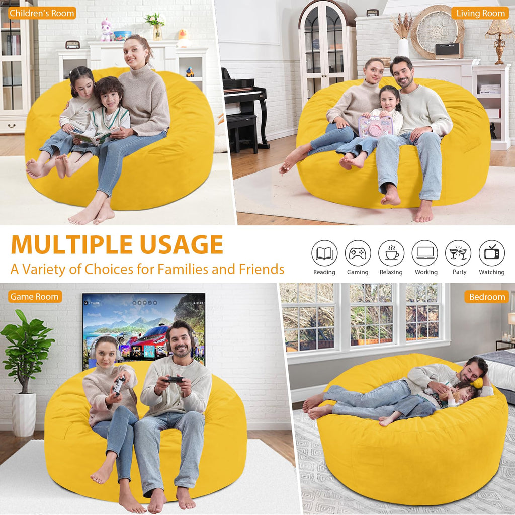 5FT Memory Foam Bean Bag Chair with Dutch Velvet Cover D668469