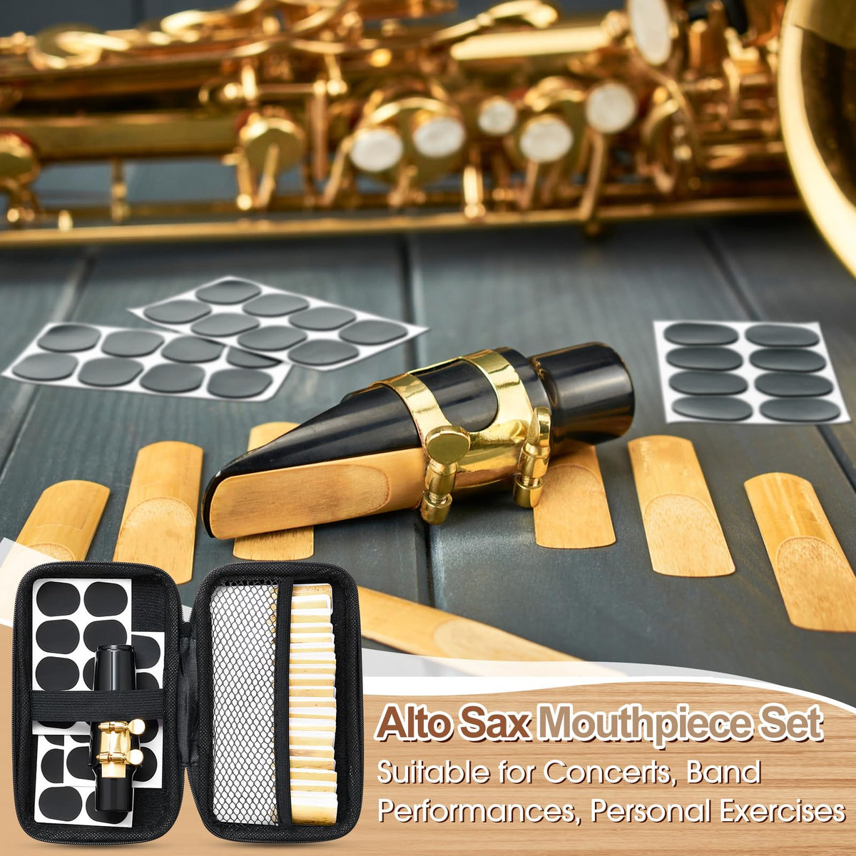 49 Pcs Alto Saxophone Replacement Kit with Mouthpiece Reeds Storage Case I637