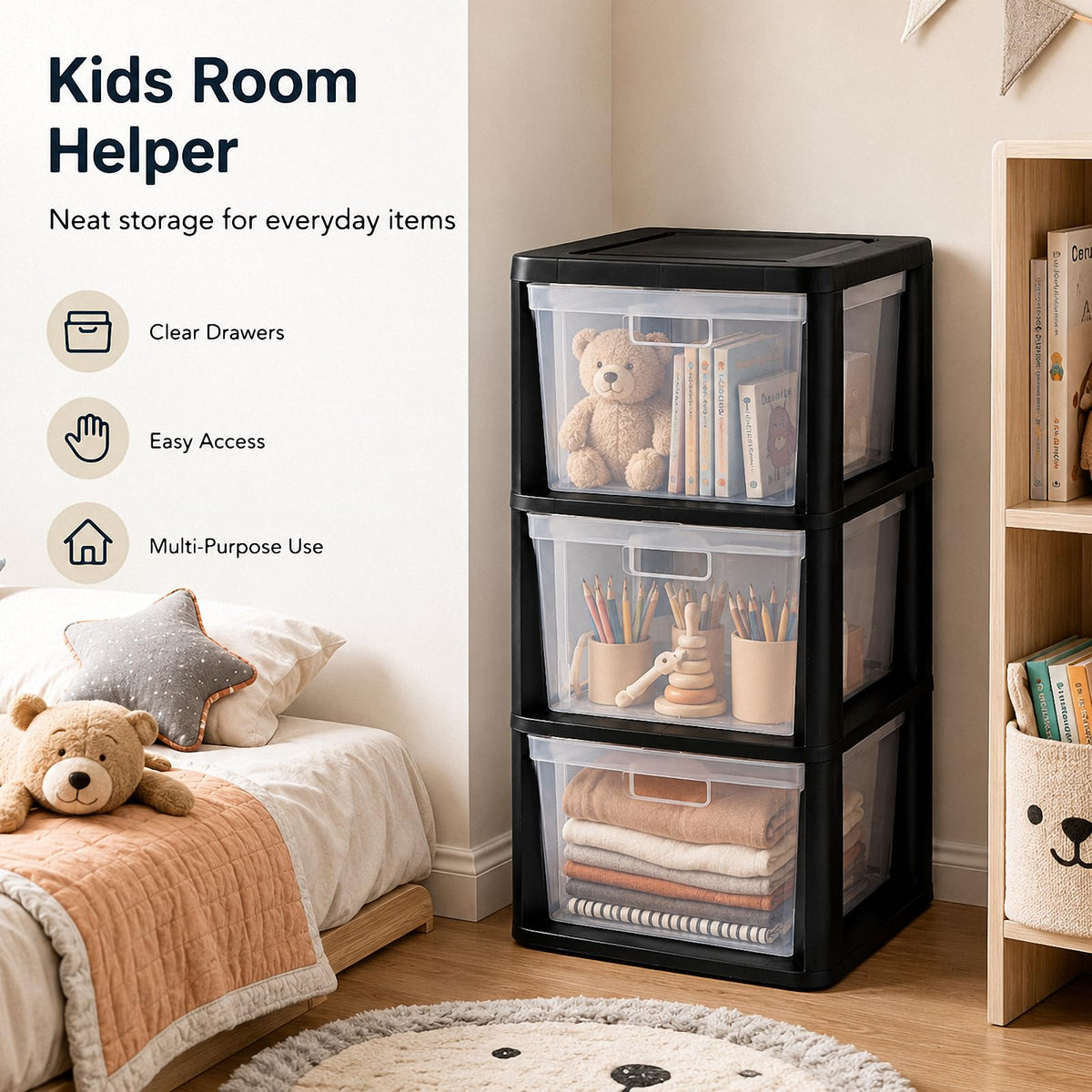 3-Drawer Plastic Storage Tower J595574