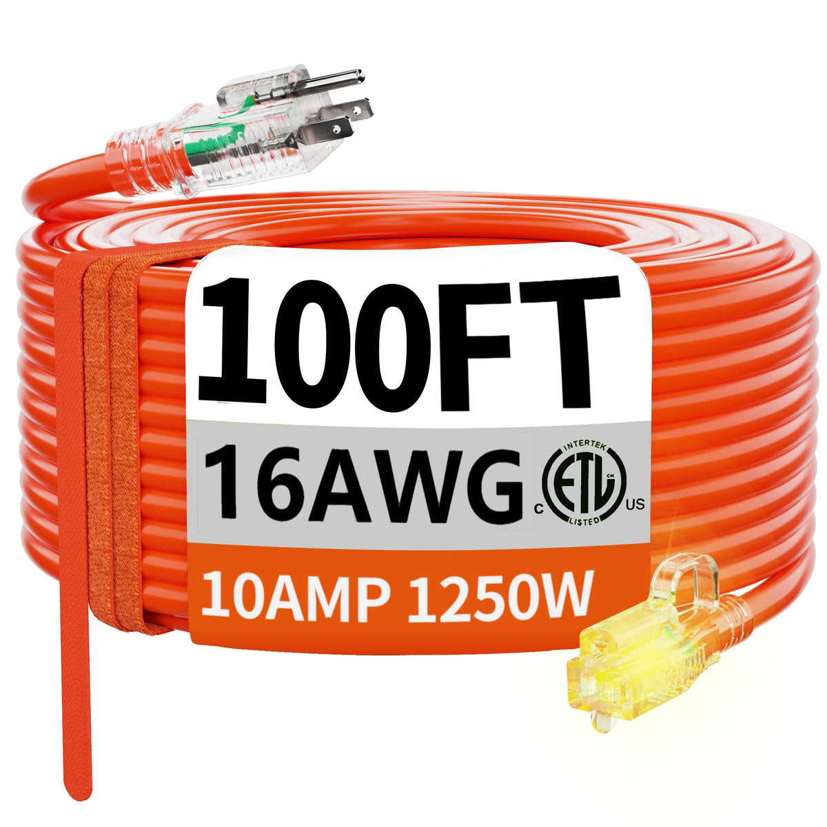 100 FT 16 Gauge Orange Outdoor Extension Cord Y555