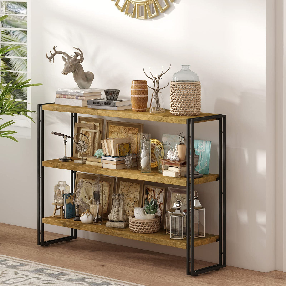 3-Tier Wood and Metal Bookshelf C364398