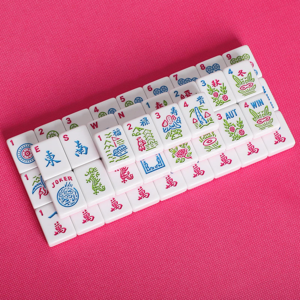 American Mahjong Tile Set, 166 Mahjong Game Set with Pink Color W179