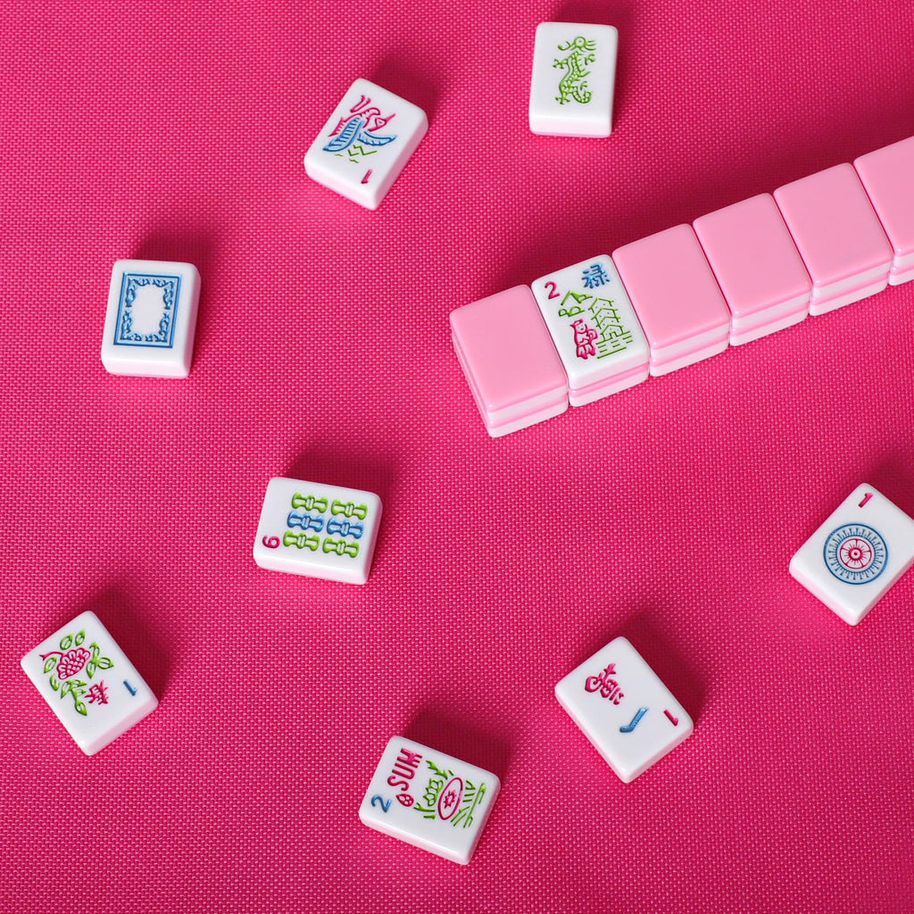 American Mahjong Tile Set, 166 Mahjong Game Set with Pink Color W179