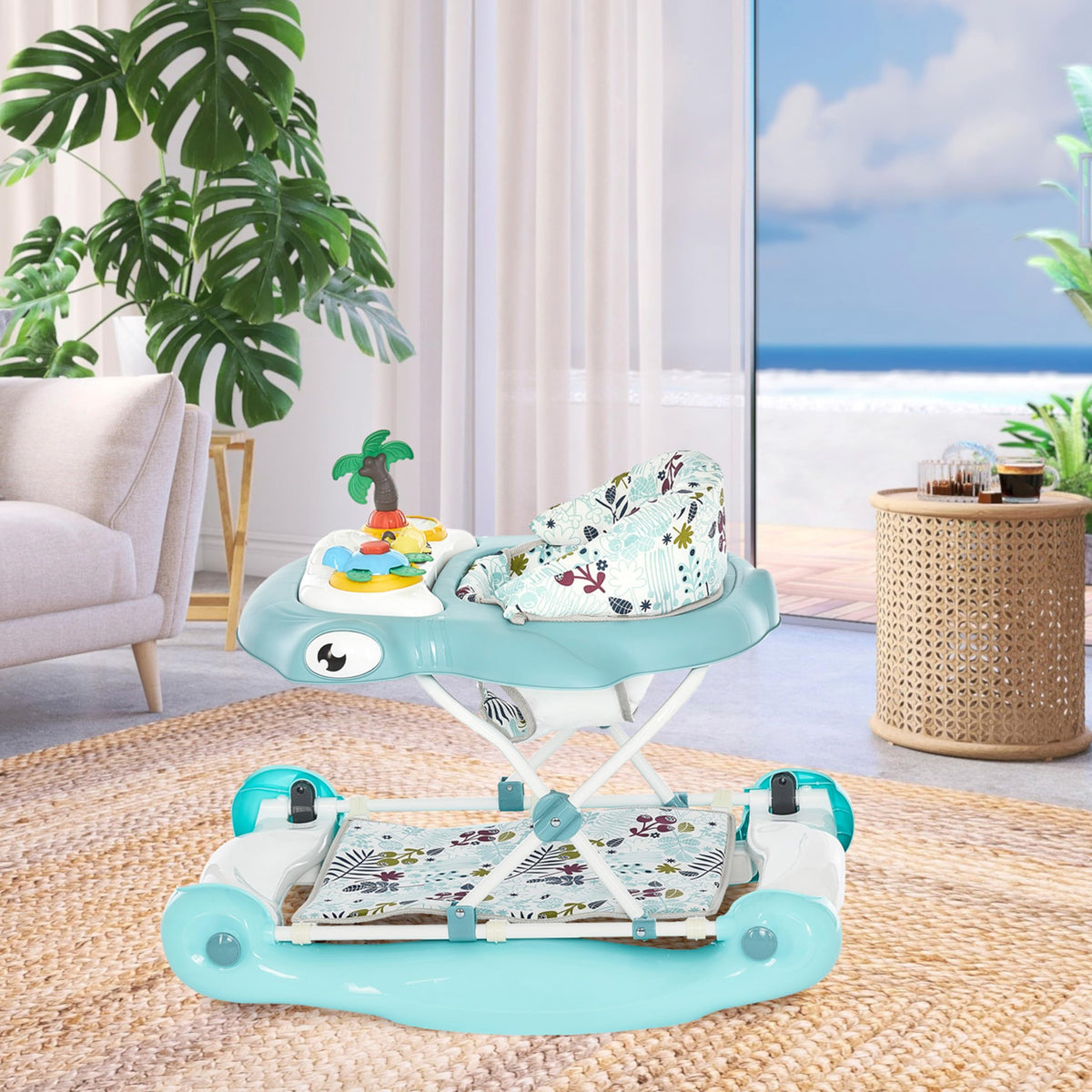2-in-1 Foldable Baby Walker with Adjustable Height I69861